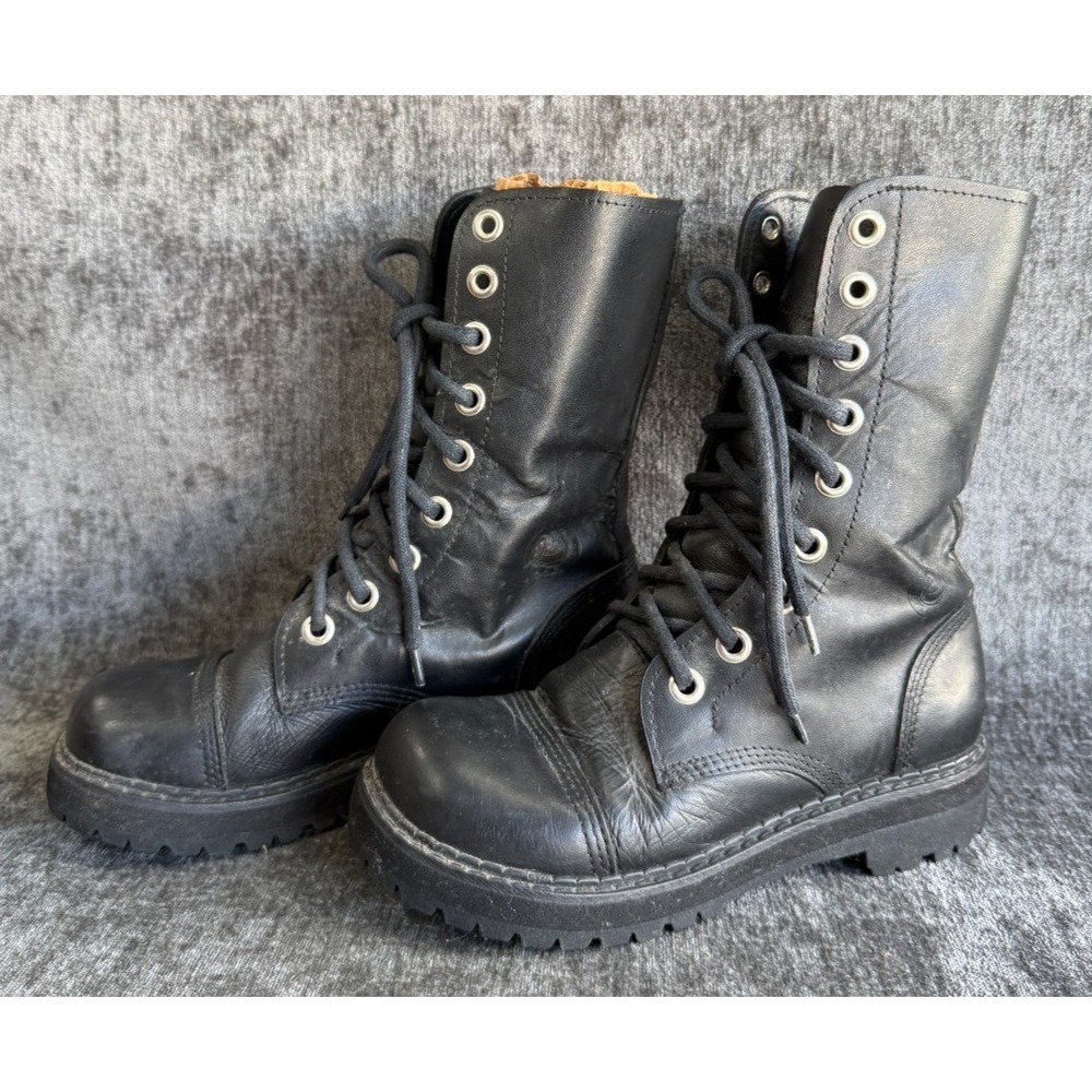 Vilela Boots Black Leather‎ Combat Boots Womens Size 5 Amazonas Sole Punk Brazil